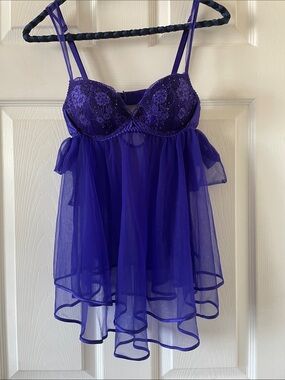 Victoria’s Secret 34B babydoll nightie chemise lingerie slip chiffon